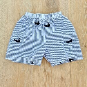 Striped Blue and White Shorts with Navy Nantucket Island Pattern